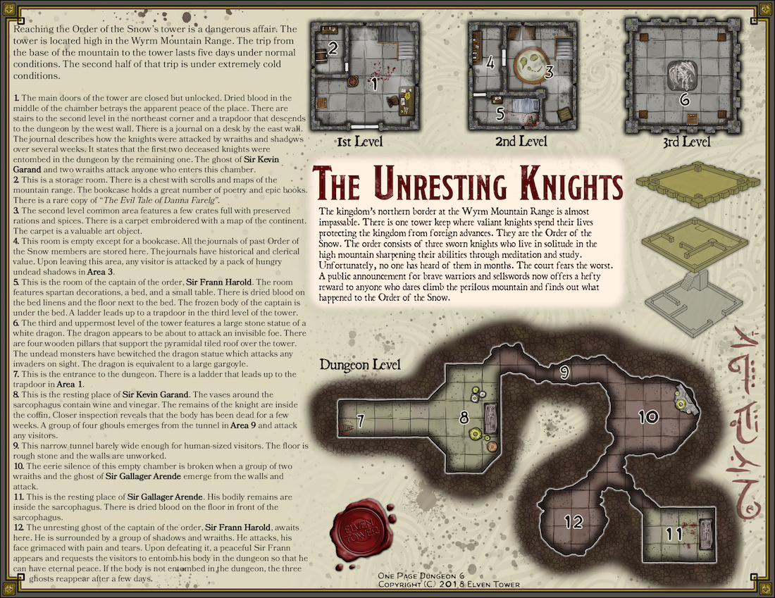 One-Page Dungeon 6 – The Unresting Knights